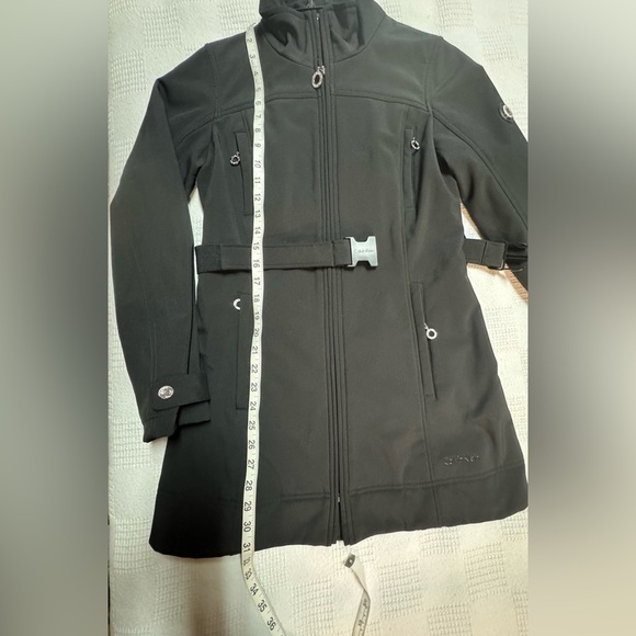 Calvin Klein Black Belted Trench Coat - Picture 6 of 15